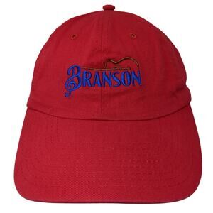 Branson Strapback Baseball Cap Red One Size Adjustable Embroidered Nissun
